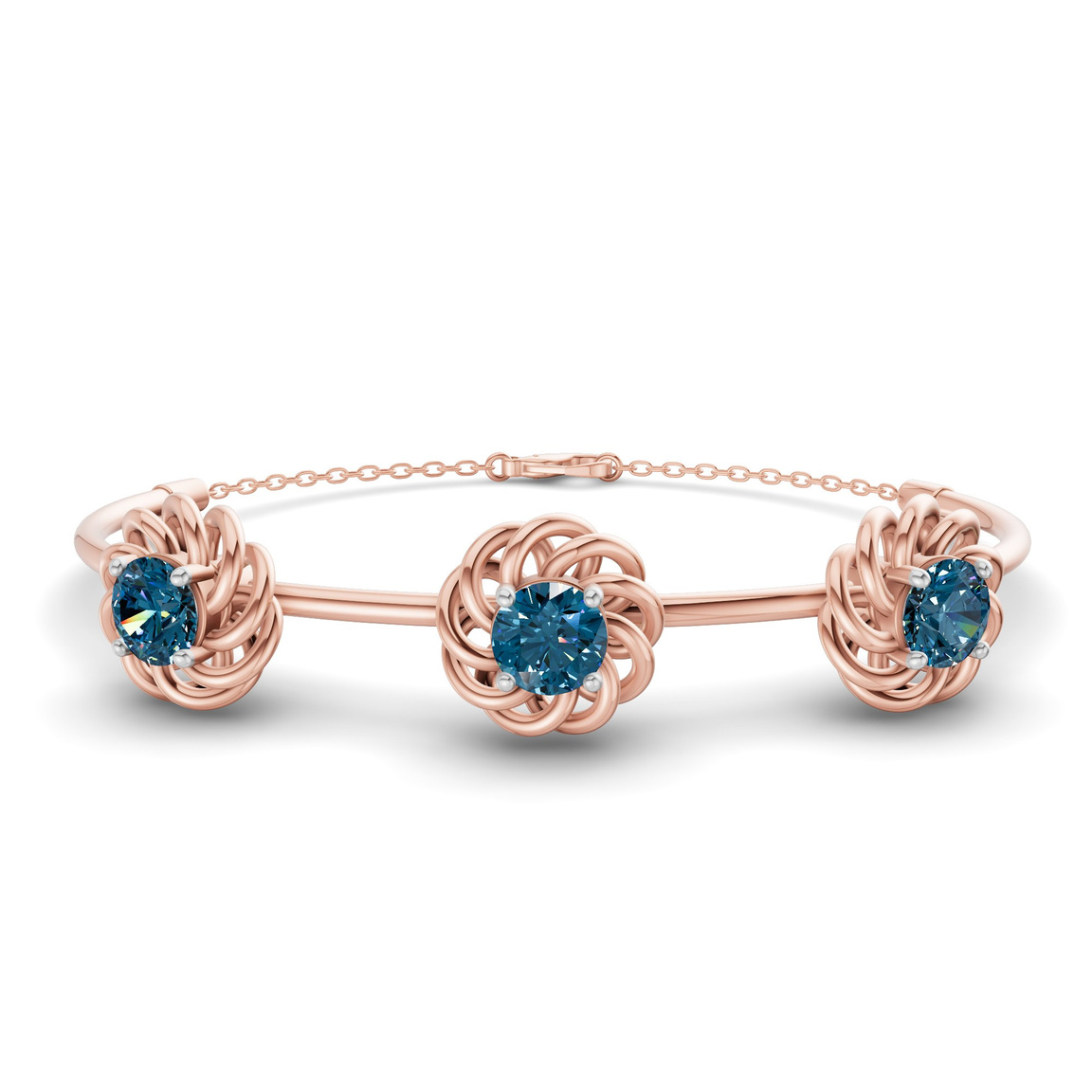 14kt Rose Gold Spiral Eleve Round Lab Diamond openable bracelet (1 Ct. Tw.) front image