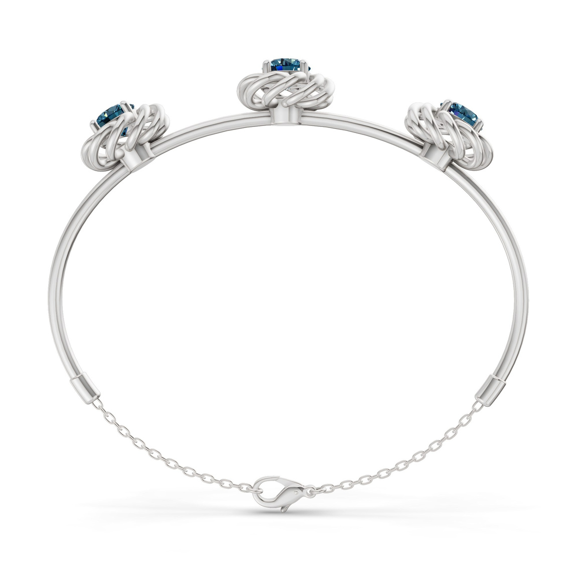 14kt White Gold Spiral Eleve Round Lab Diamond openable bracelet (1 Ct. Tw.) left