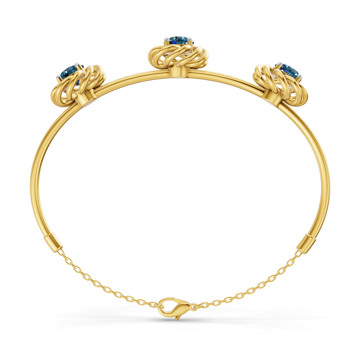 14kt Yellow Gold Spiral Eleve Round Lab Diamond openable bracelet (1 Ct. Tw.) left