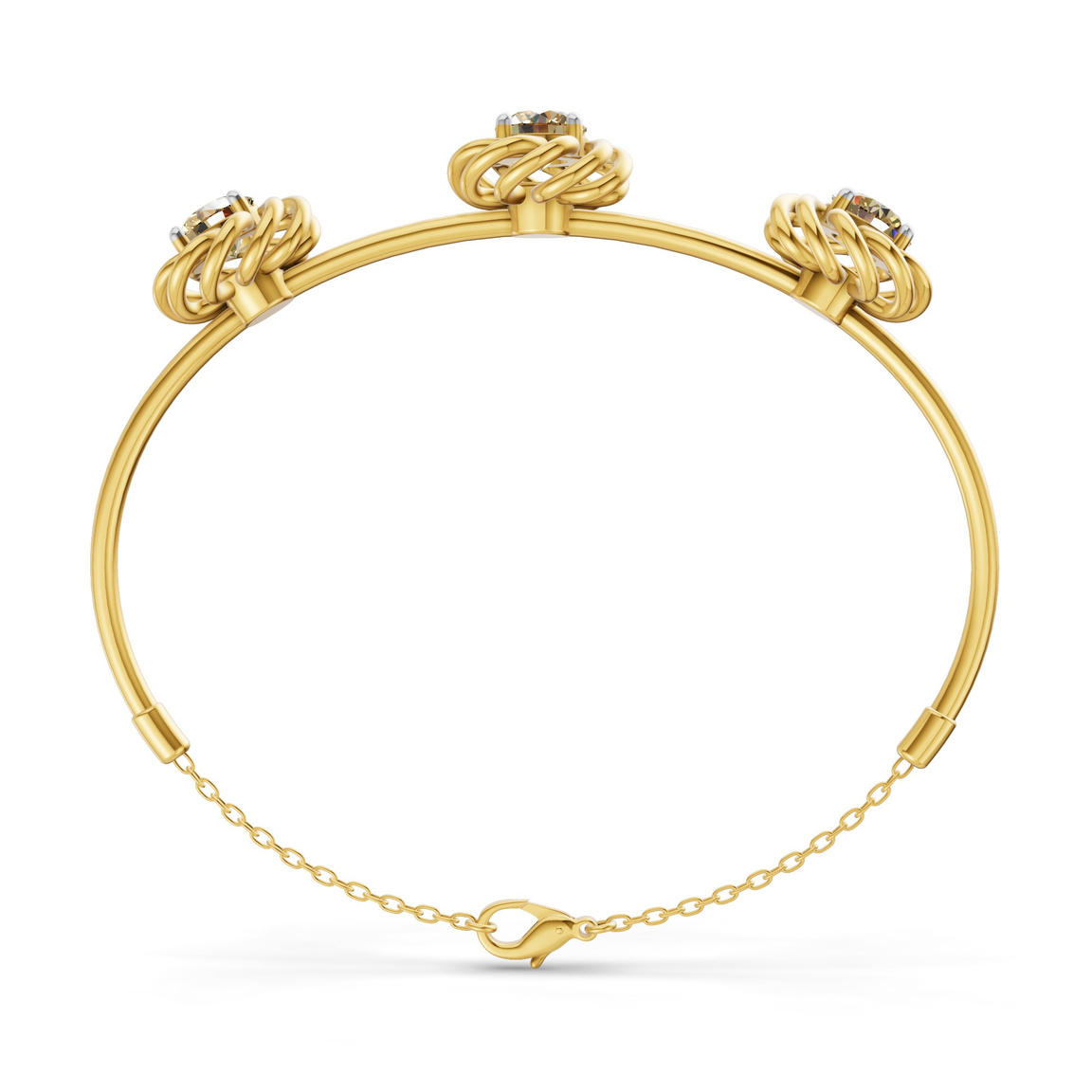 14kt Yellow Gold Spiral Eleve Round Lab Diamond openable bracelet (1 Ct. Tw.) left