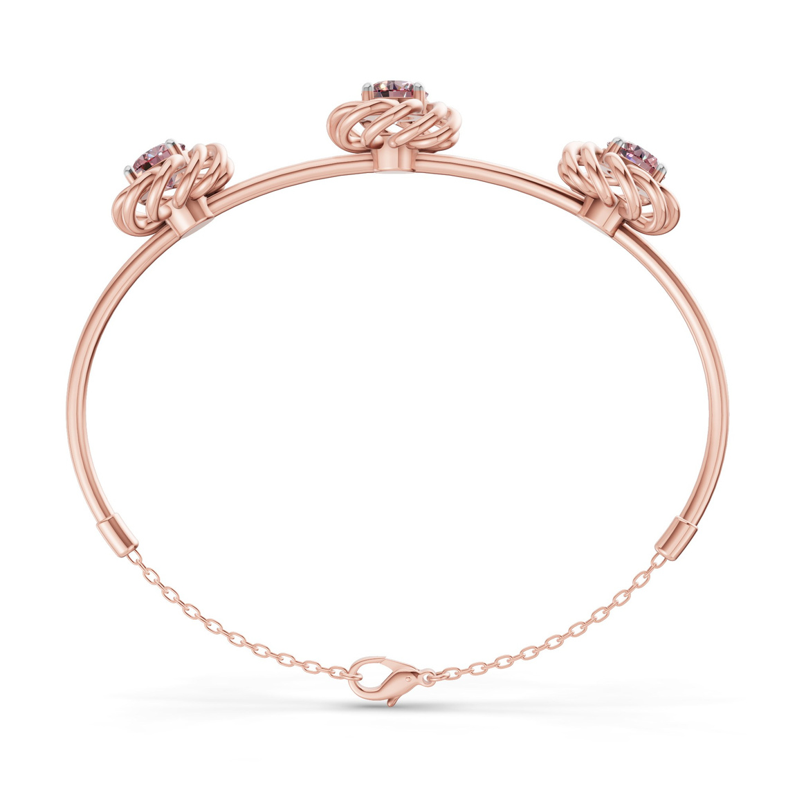 14ct Rose Gold Spiral Eleve Round Lab Diamond openable bracelet (1 Ct. Tw.) left