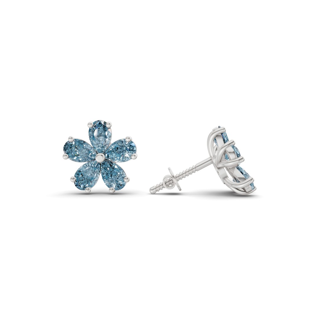 10kt White Gold Daisy Flower Fashion Lab Diamond Stud Earrings (1 Ct. Tw.) right