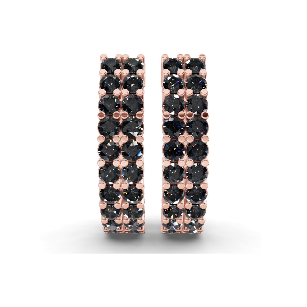 9ct Rose Gold Gracie Double Row Round Lab Diamond Hoop Earrings (1 Ct. Tw.) right