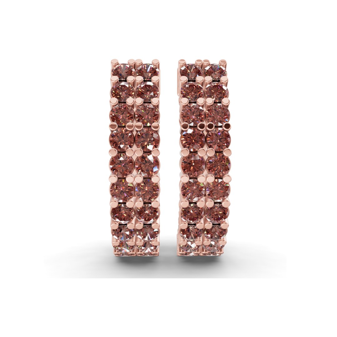 9ct Rose Gold Gracie Double Row Round Lab Diamond Hoop Earrings (1 Ct. Tw.) right
