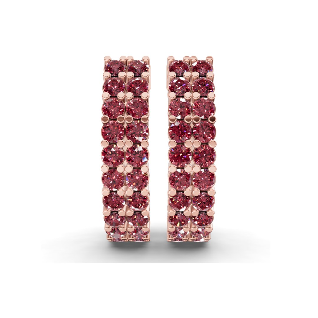 9ct Rose Gold Gracie Double Row Round Lab Diamond Hoop Earrings (1 Ct. Tw.) right