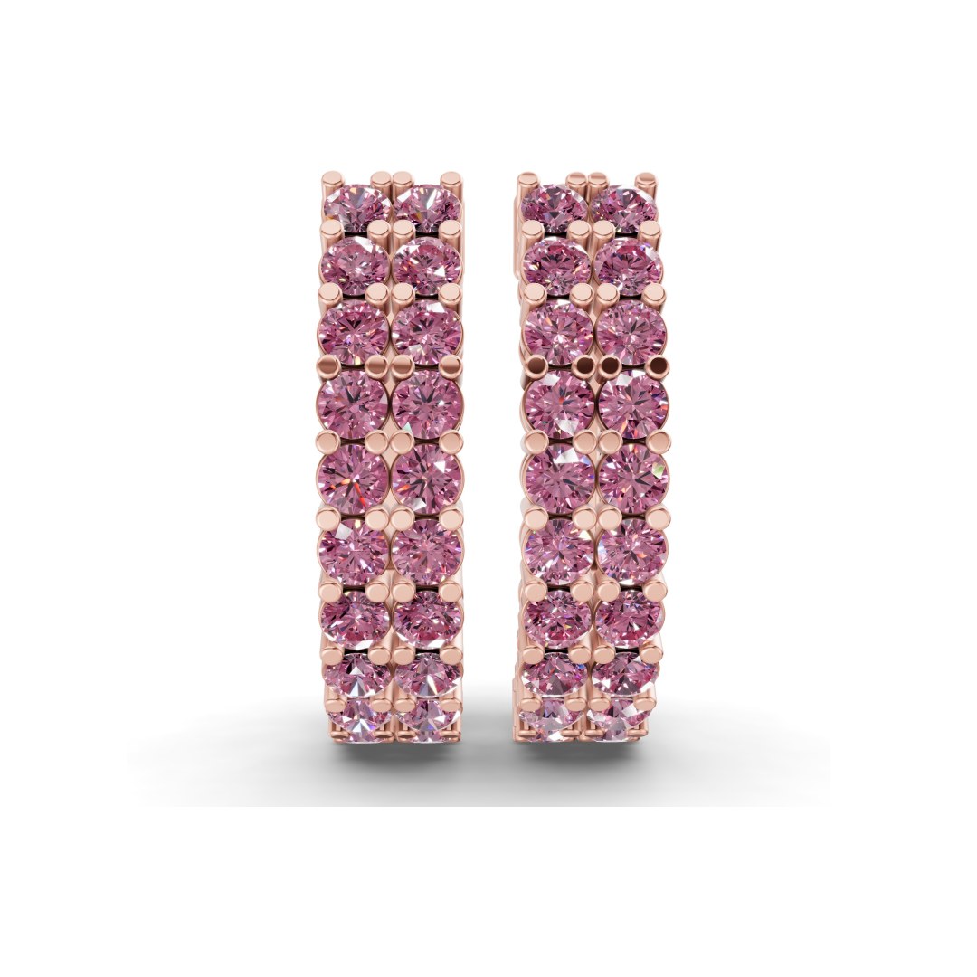 10kt Rose Gold Gracie Double Row Round Lab Diamond Hoop Earrings (1 Ct. Tw.) right