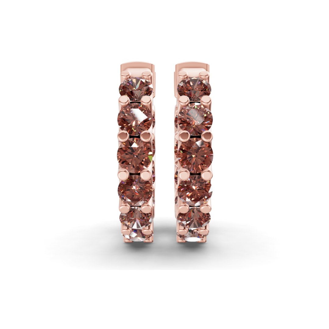 14ct Rose Gold Sirena Round Lab Diamond Hoop Earrings (6 Ct. Tw.) side right image one