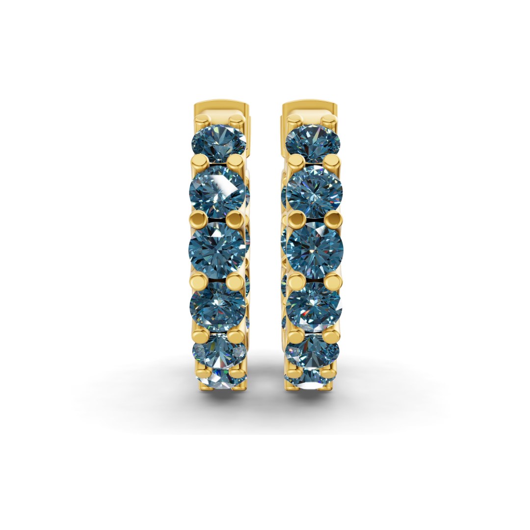 9ct Yellow Gold Sirena Round Lab Diamond Hoop Earrings (5 Ct. Tw.) side right image one