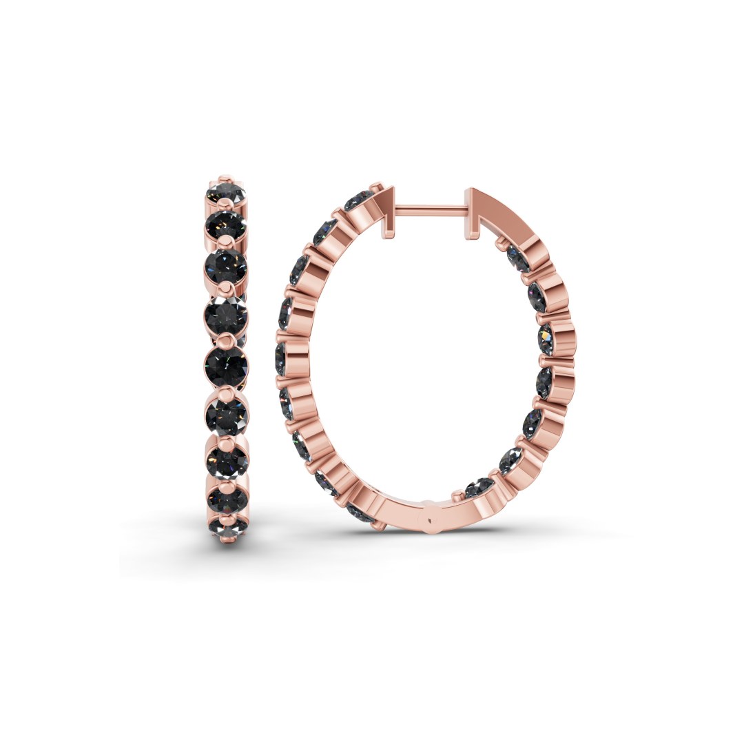 9ct Rose Gold Rylee Round Lab Diamond Hoop Earrings (1 Ct. Tw.) left