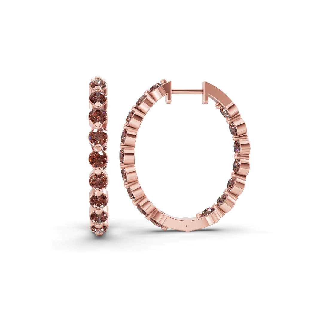 9ct Rose Gold Rylee Round Lab Diamond Hoop Earrings (1 Ct. Tw.) left