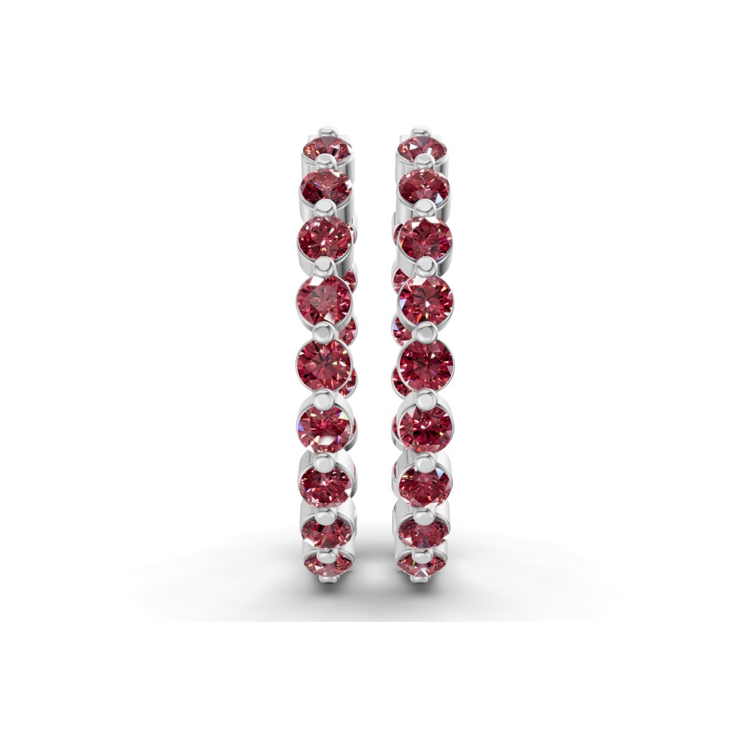 Platinum Rylee Round Lab Diamond Hoop Earrings (1 Ct. Tw.) right