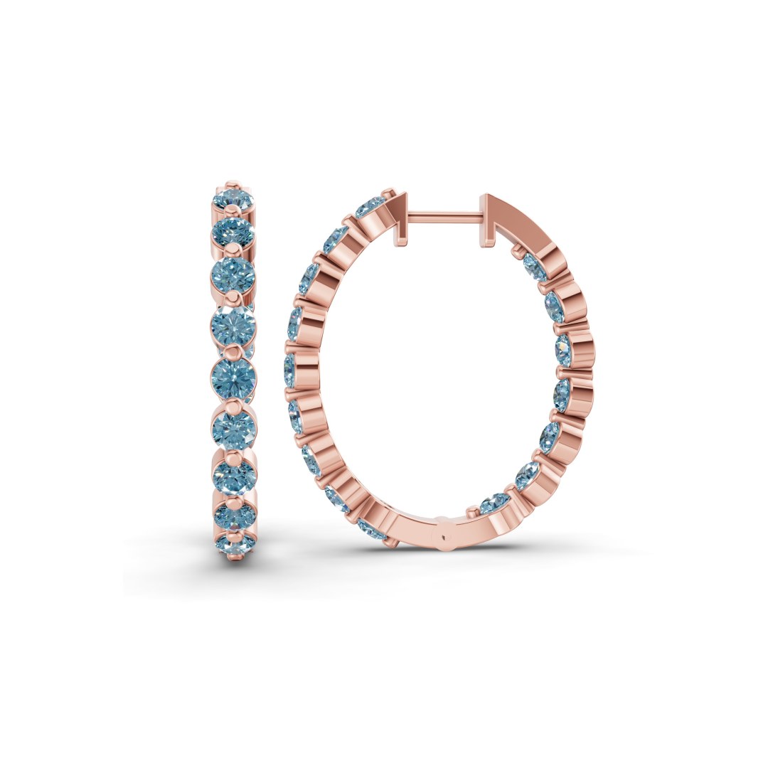 9ct Rose Gold Rylee Round Lab Diamond Hoop Earrings (1 Ct. Tw.) left