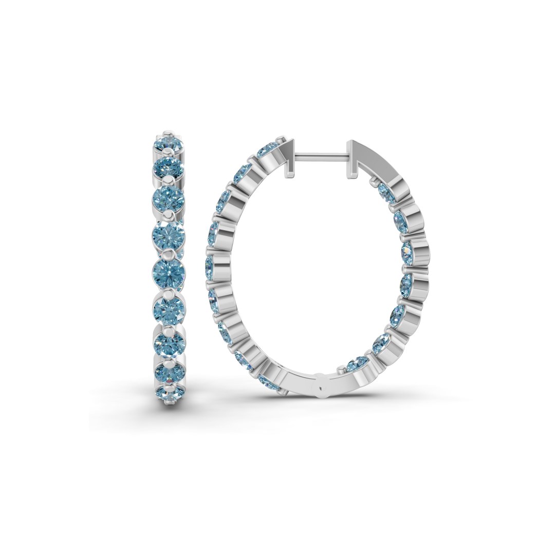 10kt White Gold Rylee Round Lab Diamond Hoop Earrings (1 Ct. Tw.) left