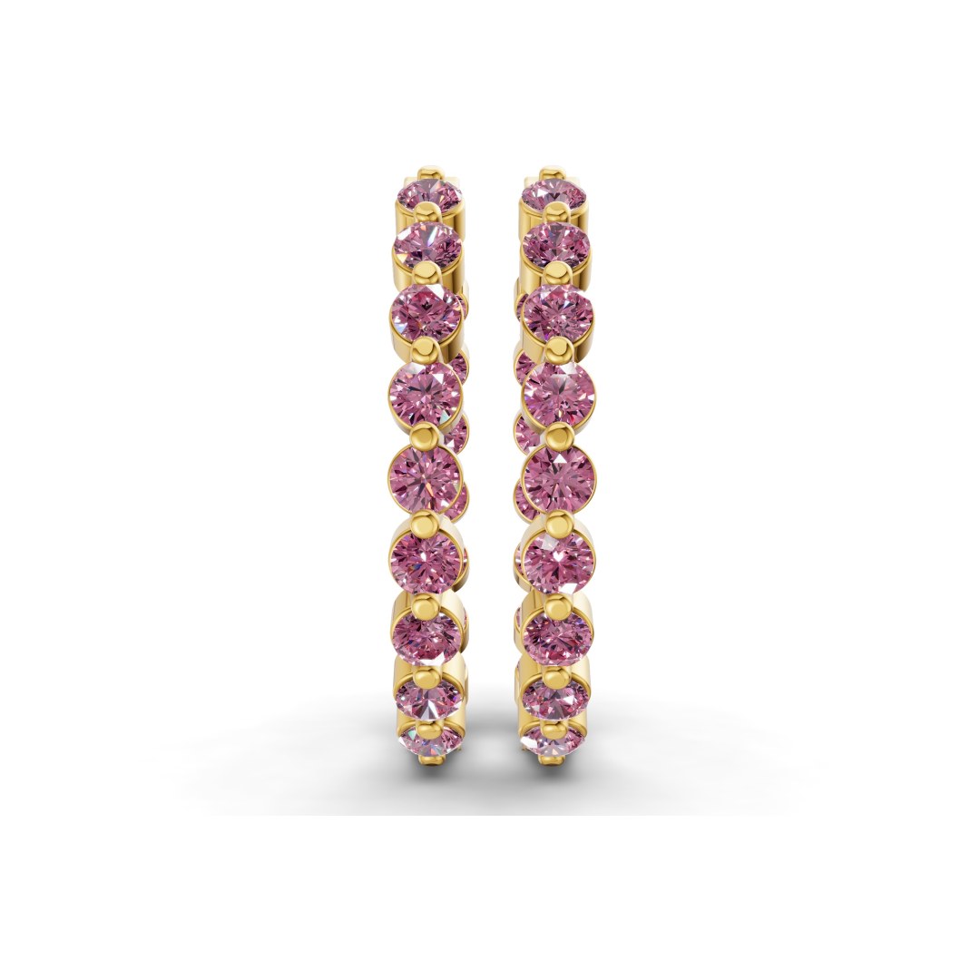 10kt Yellow Gold Rylee Round Lab Diamond Hoop Earrings (3 Ct. Tw.) right