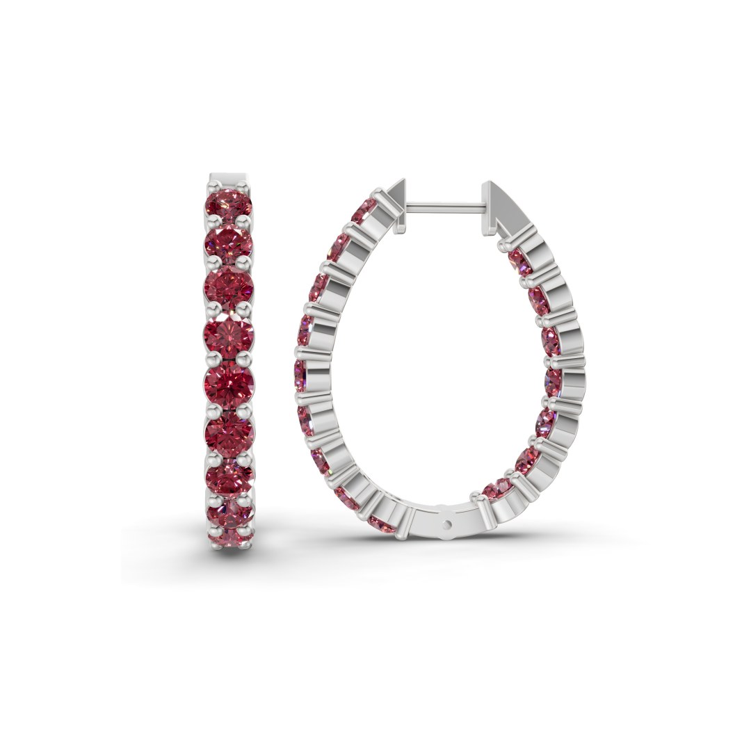 Platinum Isla Round Lab Diamond Hoop Earrings (1 Ct. Tw.) left