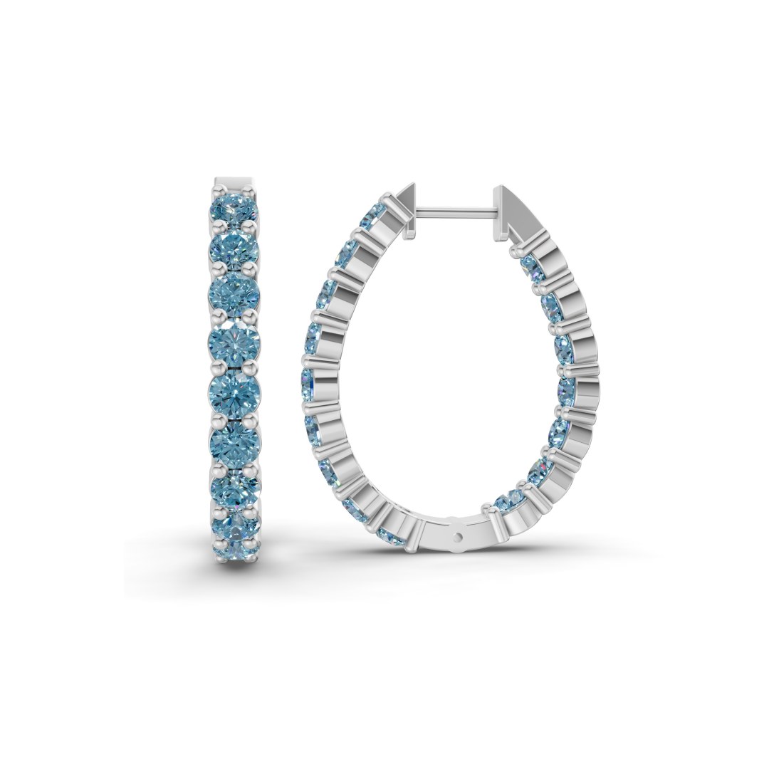 10kt White Gold Isla Round Lab Diamond Hoop Earrings (1 Ct. Tw.) left
