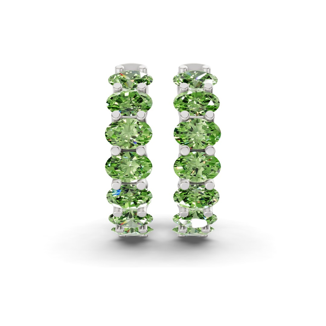 Platinum Jovana Oval Lab Diamond Hoop Earrings (1 Ct. Tw.) side right image one