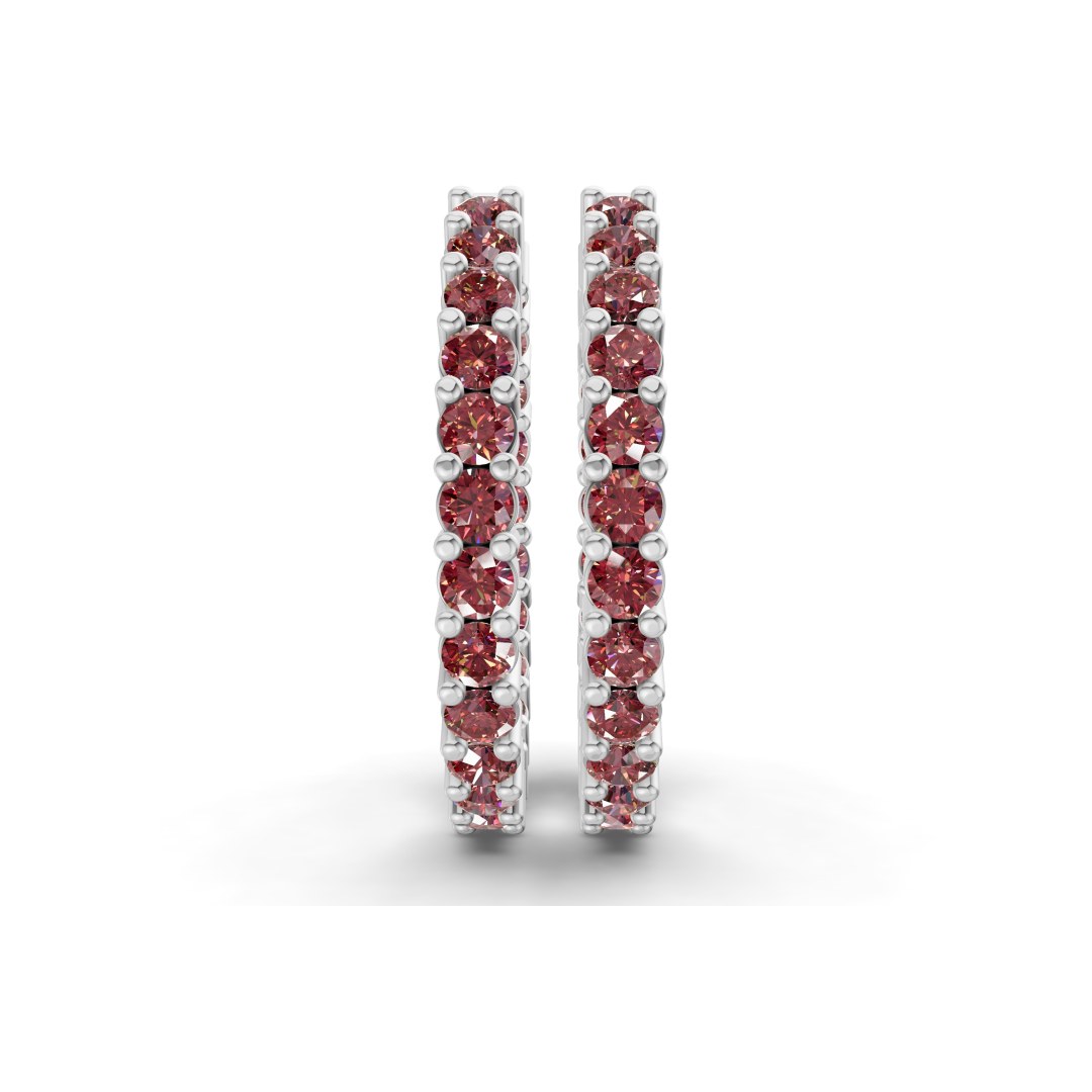Platinum Meara Round Lab Diamond Hoop Earrings (1 Ct. Tw.) side right image one