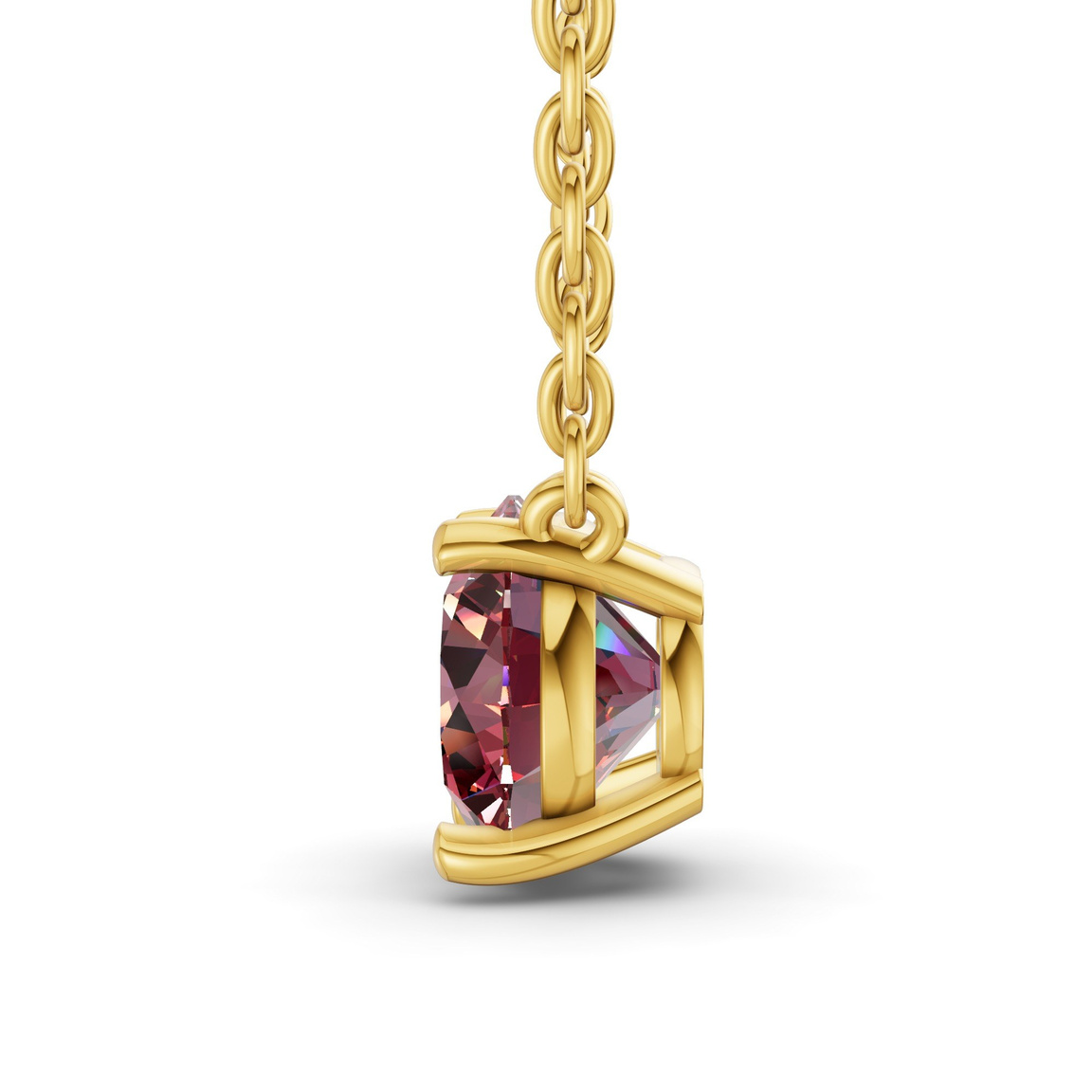 14kt Yellow Gold Lluvia Round Lab Diamond Solitaire Necklace (4 Ct. Tw.) side right image one