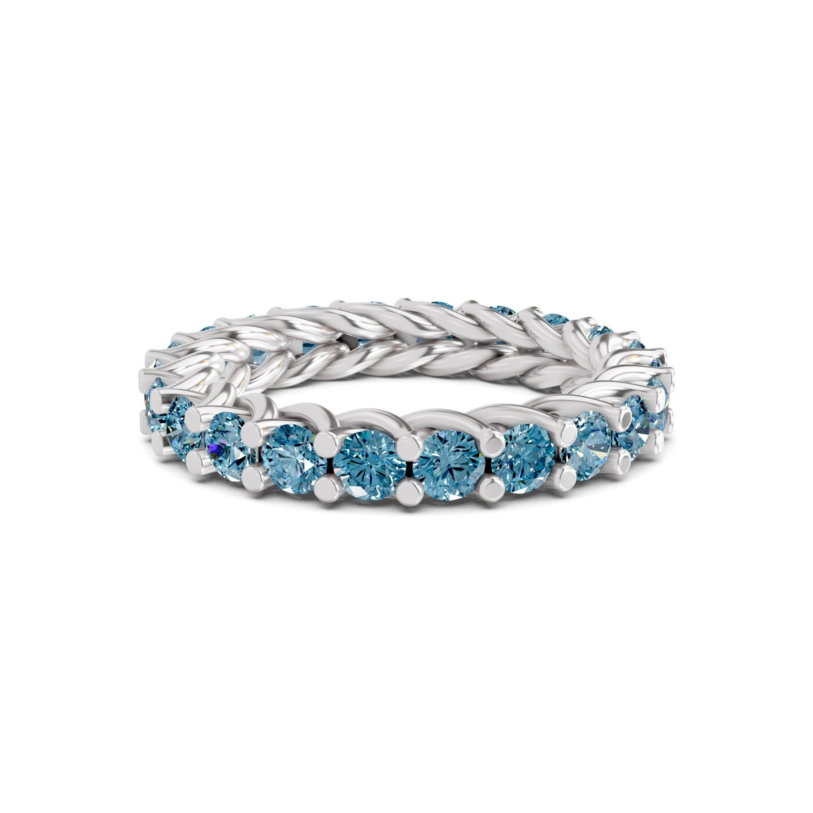 10kt White Gold Meadow Round Crisscross Lab Diamond Eternity Ring (2 Ct. Tw.) front image