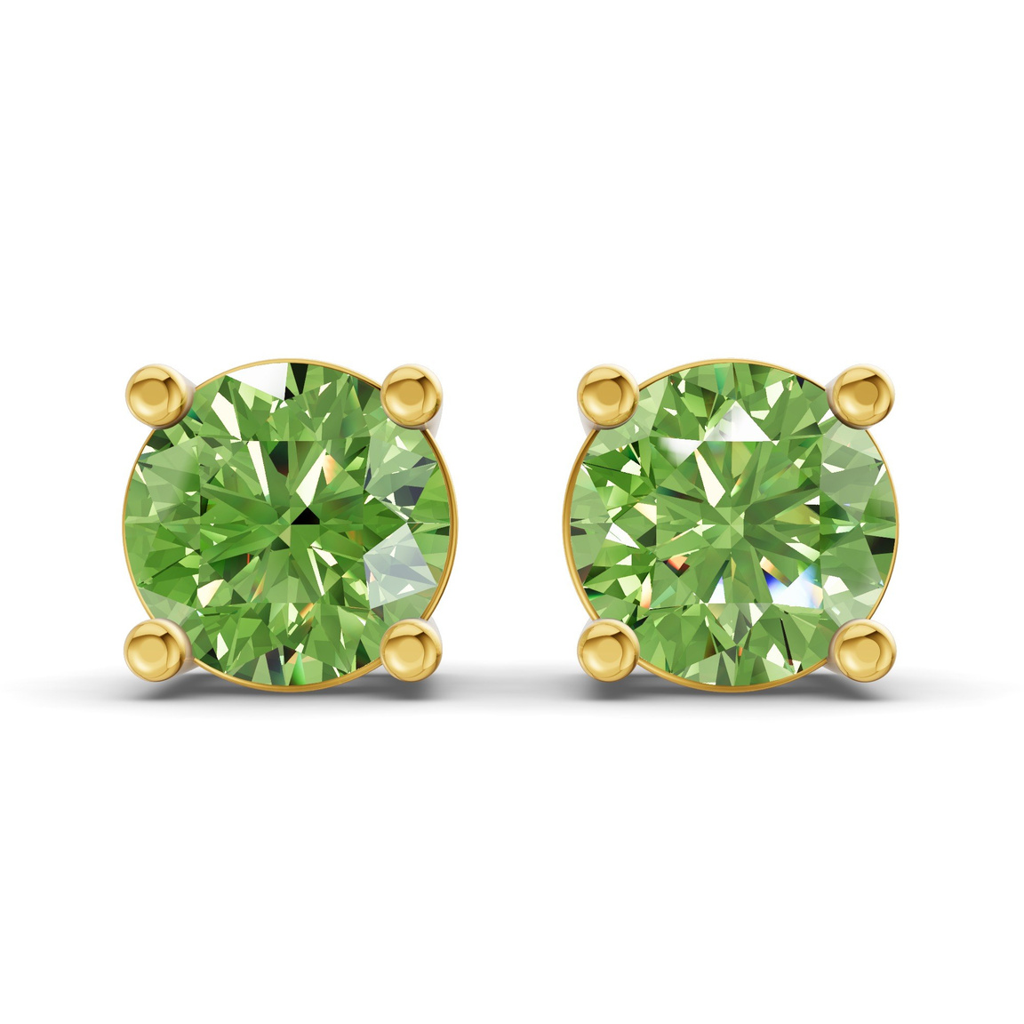 14ct Yellow Gold Four Prong Round Lab Diamond Stud Earrings (3 Ct. Tw.) front image
