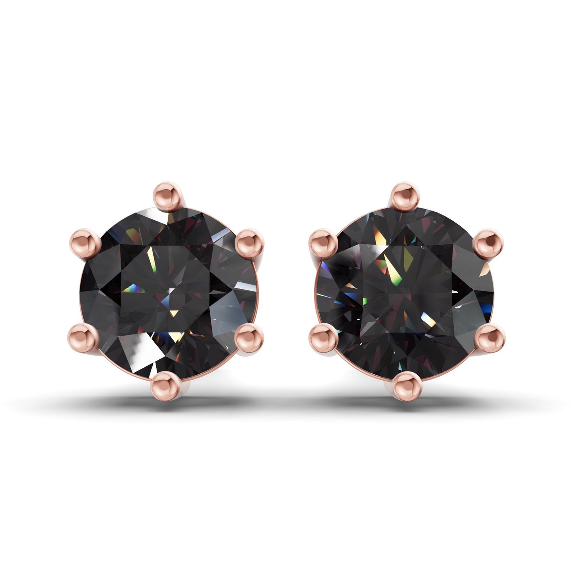14kt Rose Gold Six Prong Round Lab Diamond Stud Earrings (1 Ct. Tw.) front image