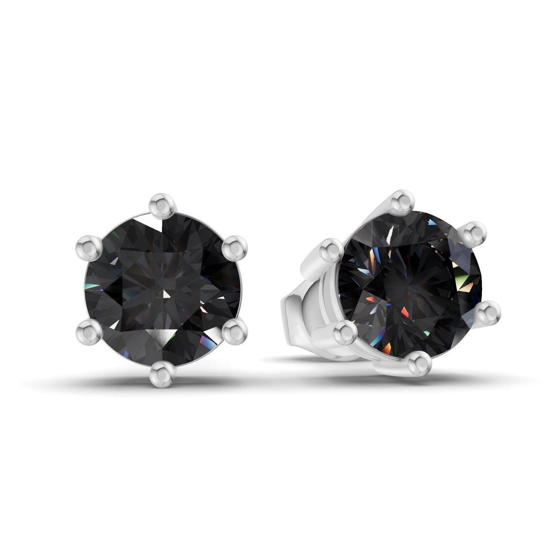 10kt White Gold Six Prong Round Lab Diamond Stud Earrings (1 Ct. Tw.) side right image one