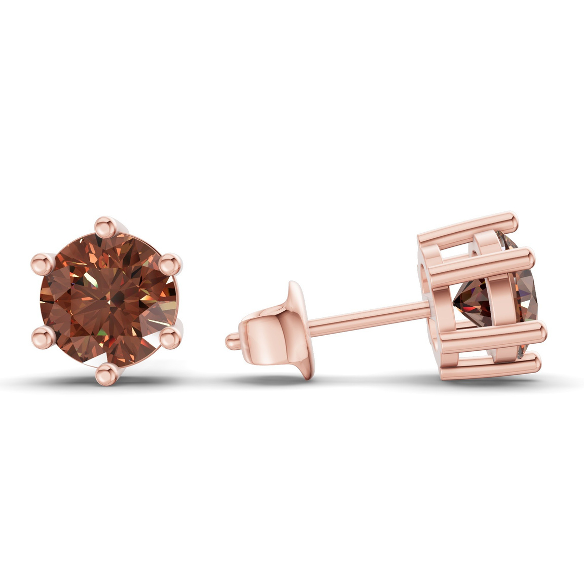 10kt Rose Gold Six Prong Round Lab Diamond Stud Earrings (1 Ct. Tw.) standing product image one
