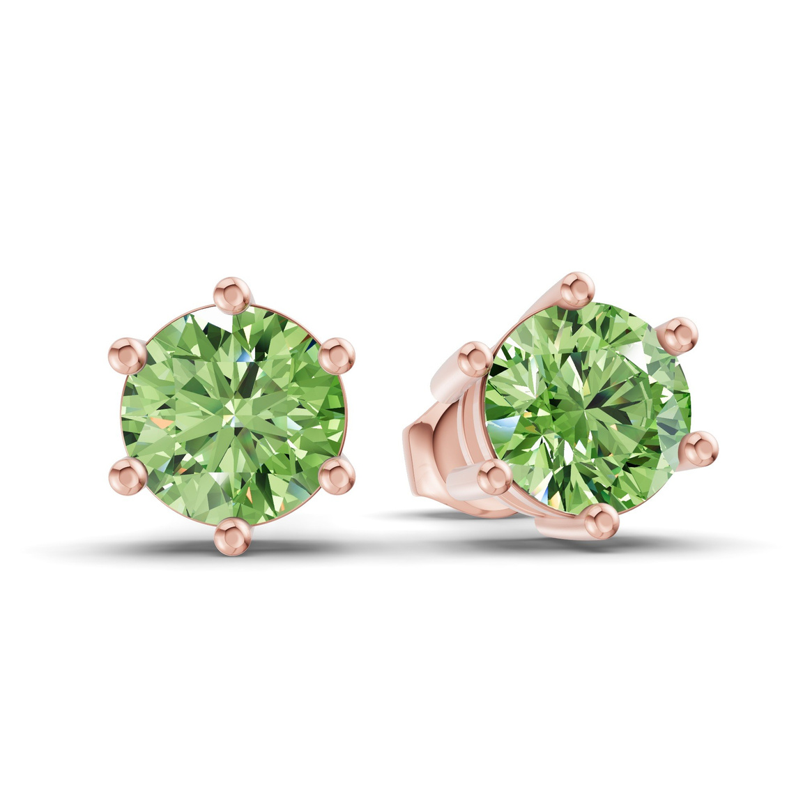 10kt Rose Gold Six Prong Round Lab Diamond Stud Earrings (1 Ct. Tw.) side right image one