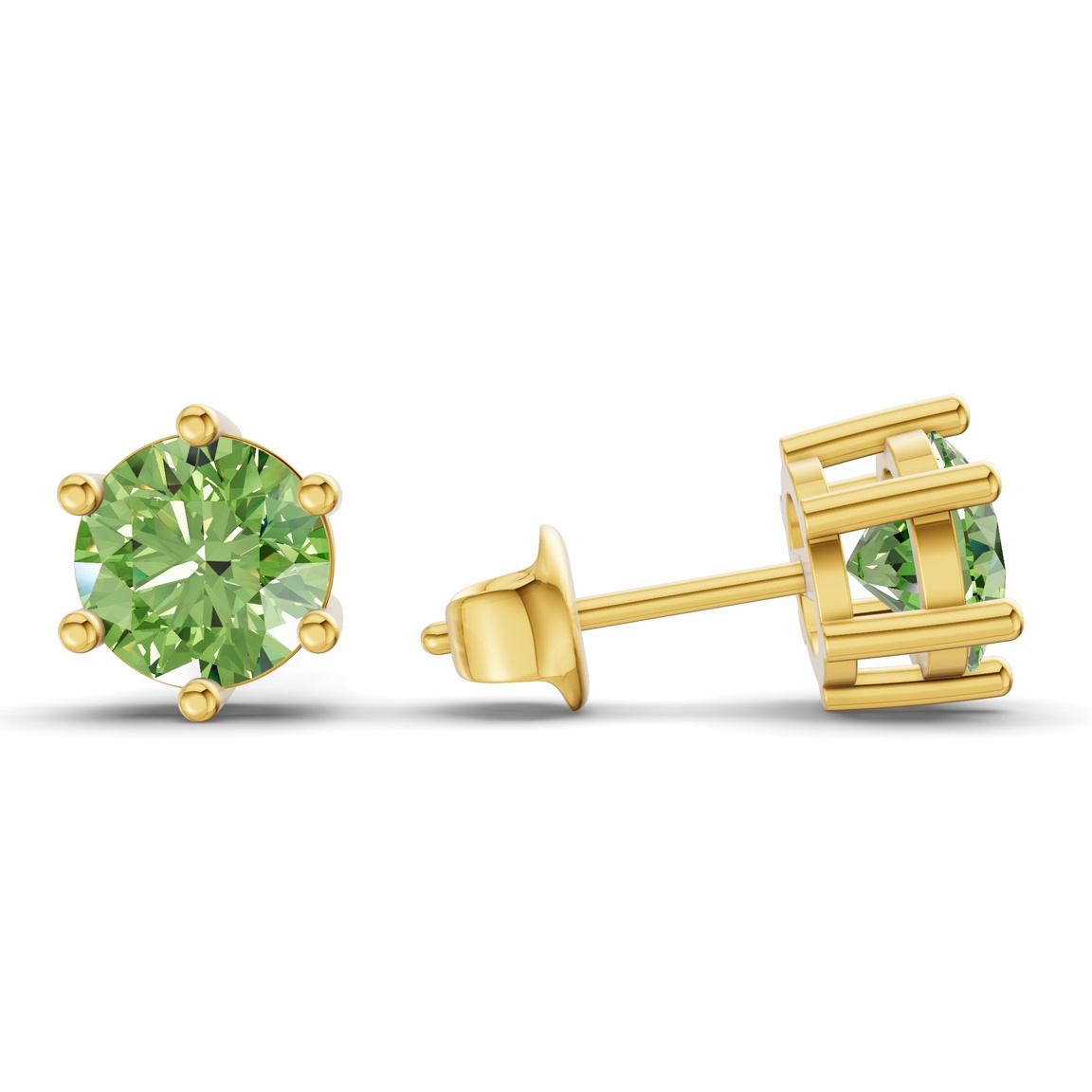 10kt Yellow Gold Six Prong Round Lab Diamond Stud Earrings (1 Ct. Tw.) standing product image one