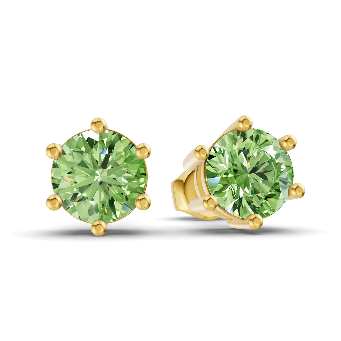 10kt Yellow Gold Six Prong Round Lab Diamond Stud Earrings (1 Ct. Tw.) side right image one