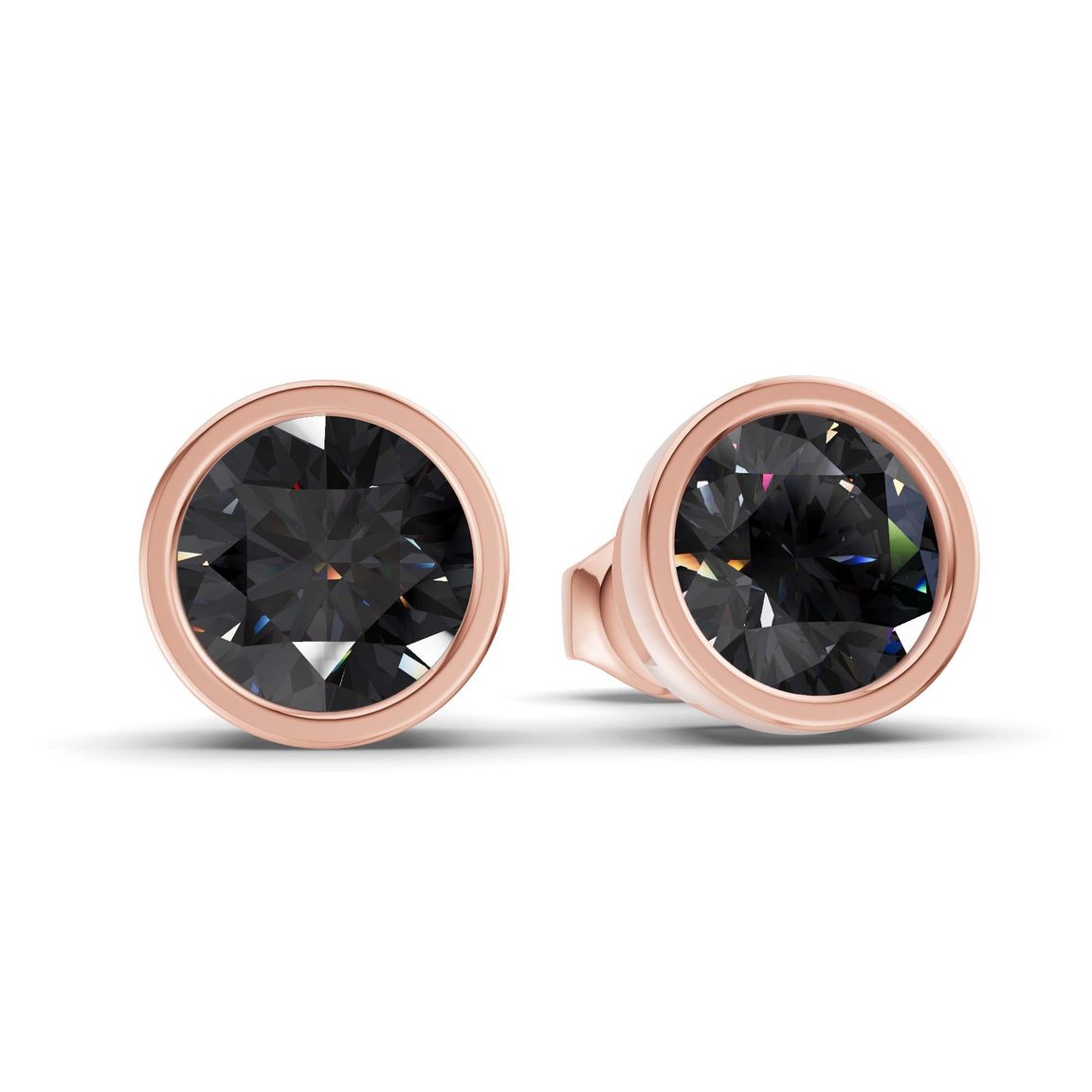 10kt Rose Gold Classic Bezel Round Lab Diamond Stud Earrings (1 Ct. Tw.) side right image one