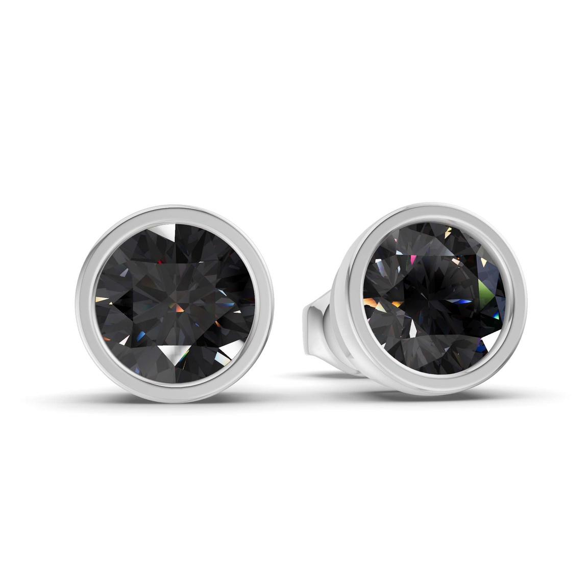10kt White Gold Classic Bezel Round Lab Diamond Stud Earrings (1 Ct. Tw.) side right image one