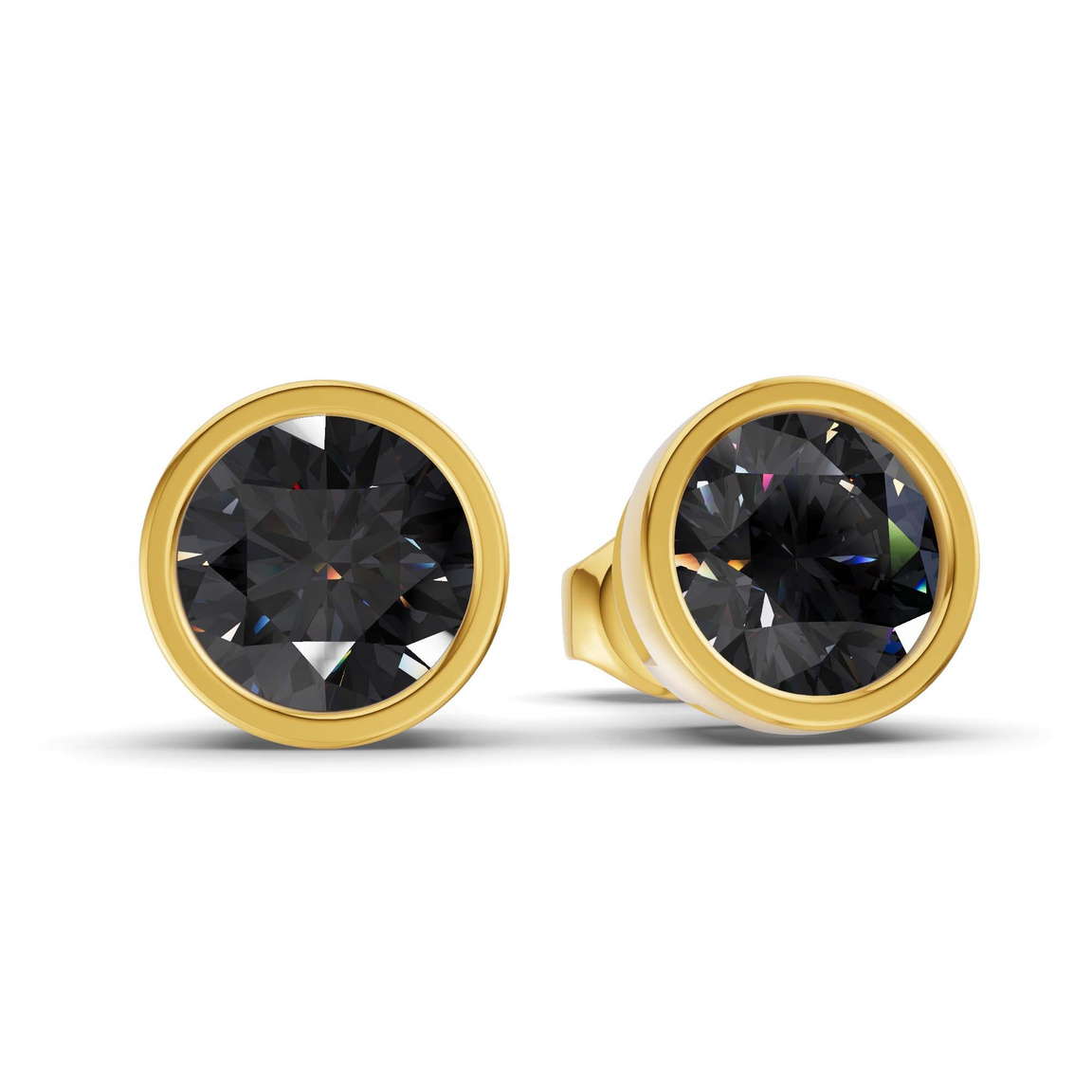 14kt Yellow Gold Classic Bezel Round Lab Diamond Stud Earrings (1 Ct. Tw.) side right image one