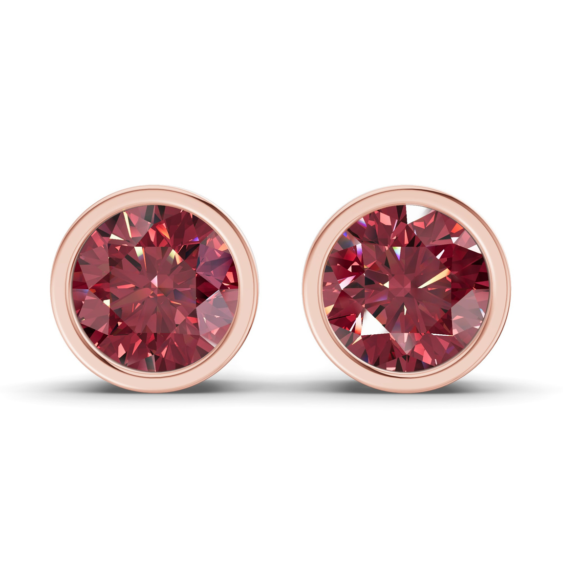 10kt Rose Gold Classic Bezel Round Lab Diamond Stud Earrings (1 Ct. Tw.) front image
