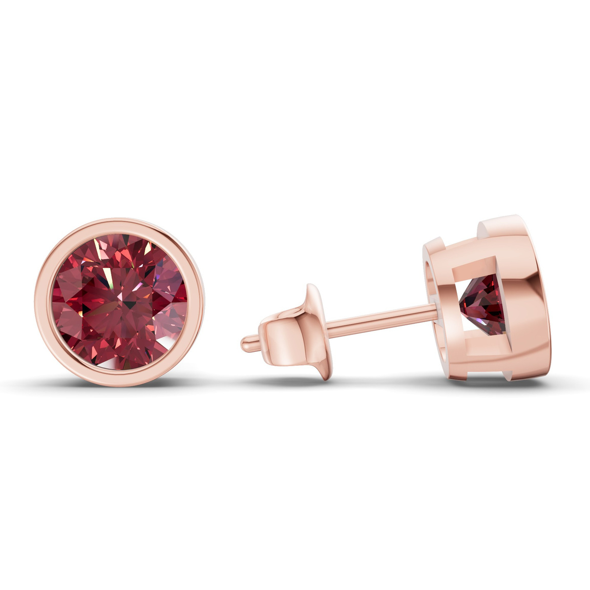 10kt Rose Gold Classic Bezel Round Lab Diamond Stud Earrings (1 Ct. Tw.) standing product image one