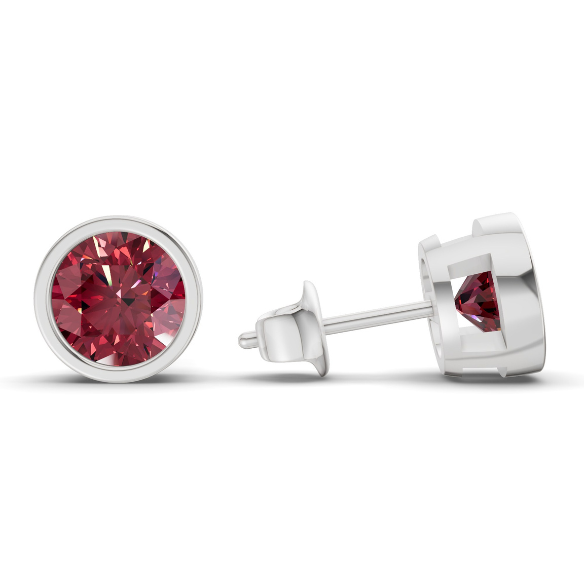 Platinum Classic Bezel Round Lab Diamond Stud Earrings (1 Ct. Tw.) standing product image one