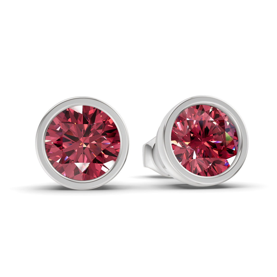 Platinum Classic Bezel Round Lab Diamond Stud Earrings (1 Ct. Tw.) side right image one