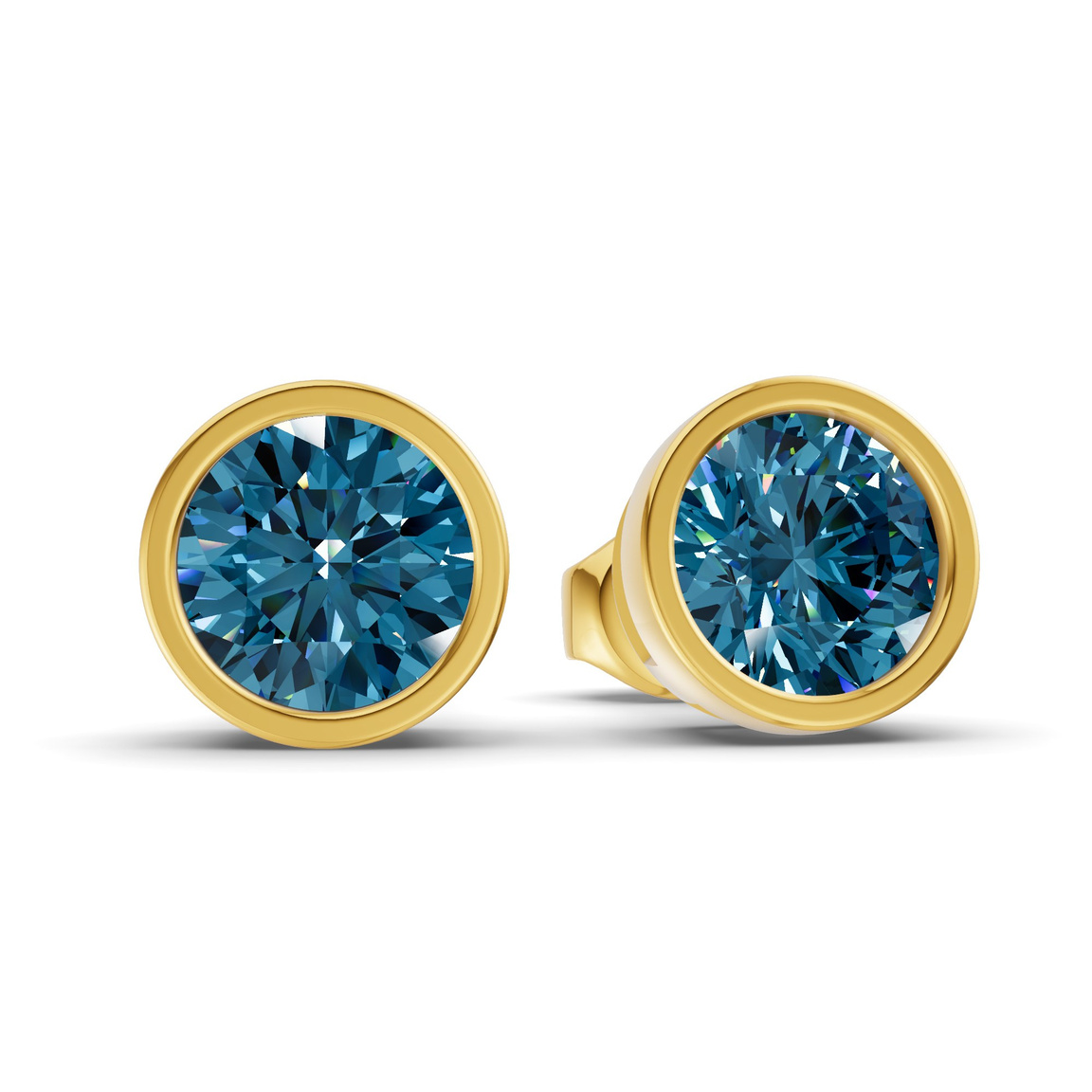 10kt Yellow Gold Classic Bezel Round Lab Diamond Stud Earrings (1 Ct. Tw.) side right image one