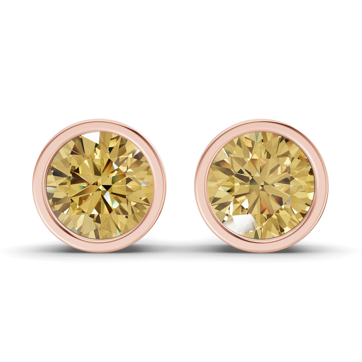 10kt Rose Gold Classic Bezel Round Lab Diamond Stud Earrings (1 Ct. Tw.) front image