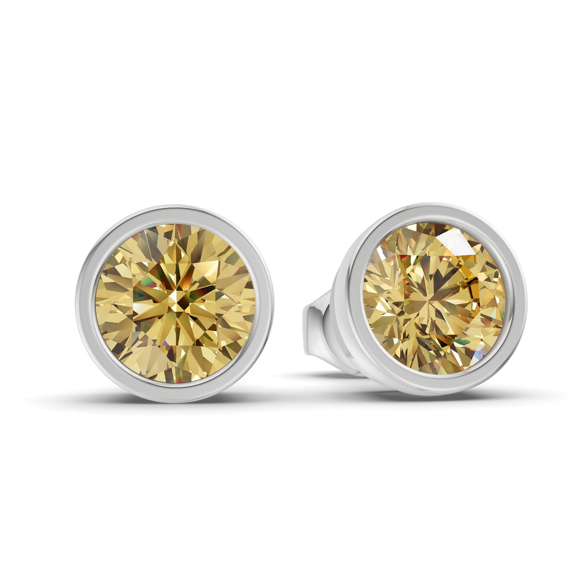 Platinum Classic Bezel Round Lab Diamond Stud Earrings (1 Ct. Tw.) side right image one