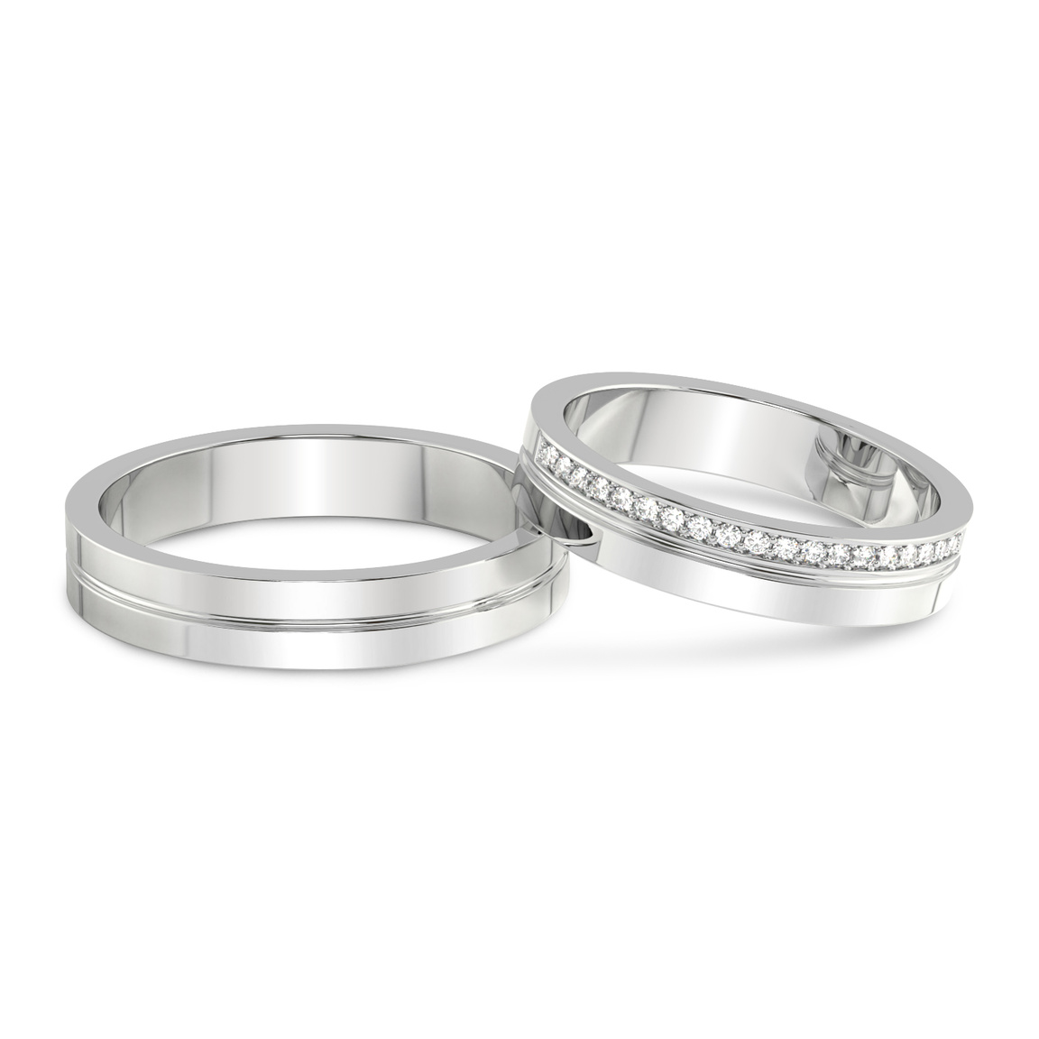 18ct White Gold Amour Couple Rings (1/8 Ct. Tw.) front image