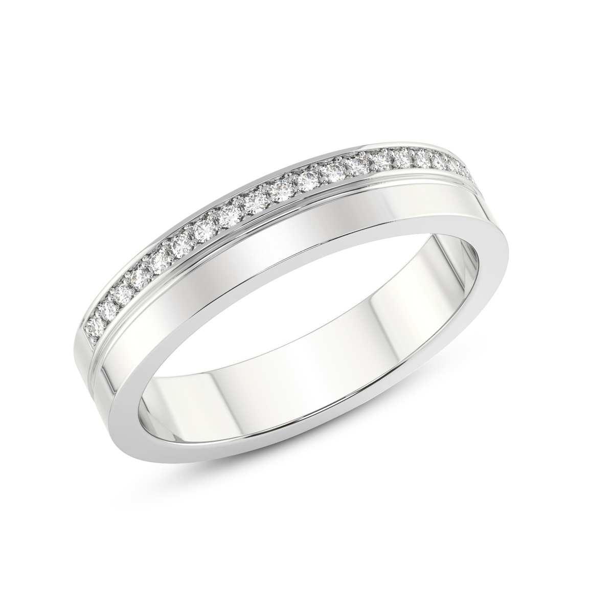 18ct White Gold Amour Couple Rings (1/8 Ct. Tw.) her top