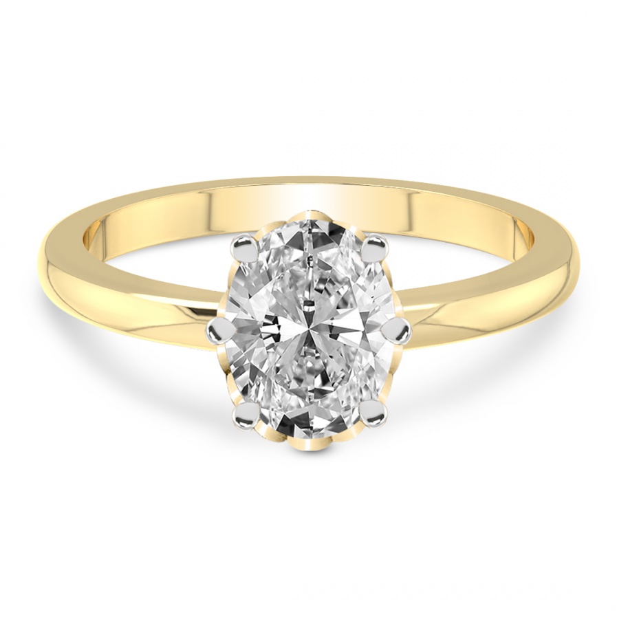 1.00 Ct Oval Cut Malissa Solitaire Lab Diamond Ring in 18kt Yellow Gold front image