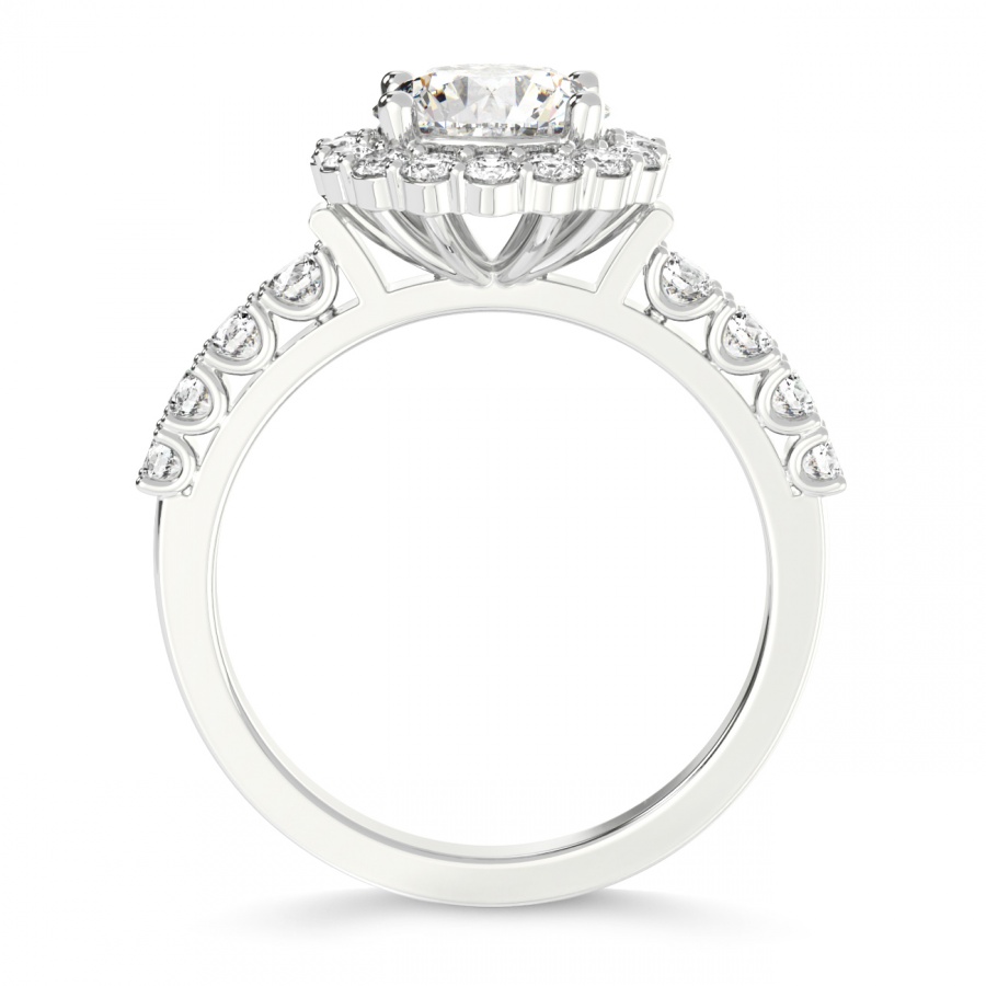 3.07 Ct RADIANT Cut Vionna Round Halo Lab Diamond Ring in 14kt White Gold right