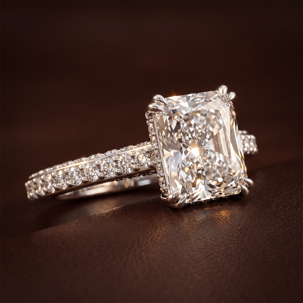 10kt White Gold Eternia Criss Cross Side Halo Lab Diamond Ring color product image one