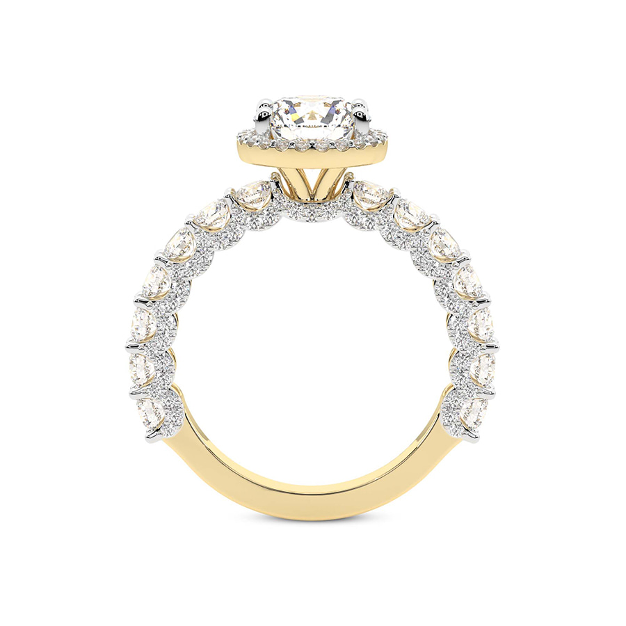 4.70 Ct Oval Cut Enchanté Side Stones Halo Lab Diamond Ring in 18kt Yellow Gold right