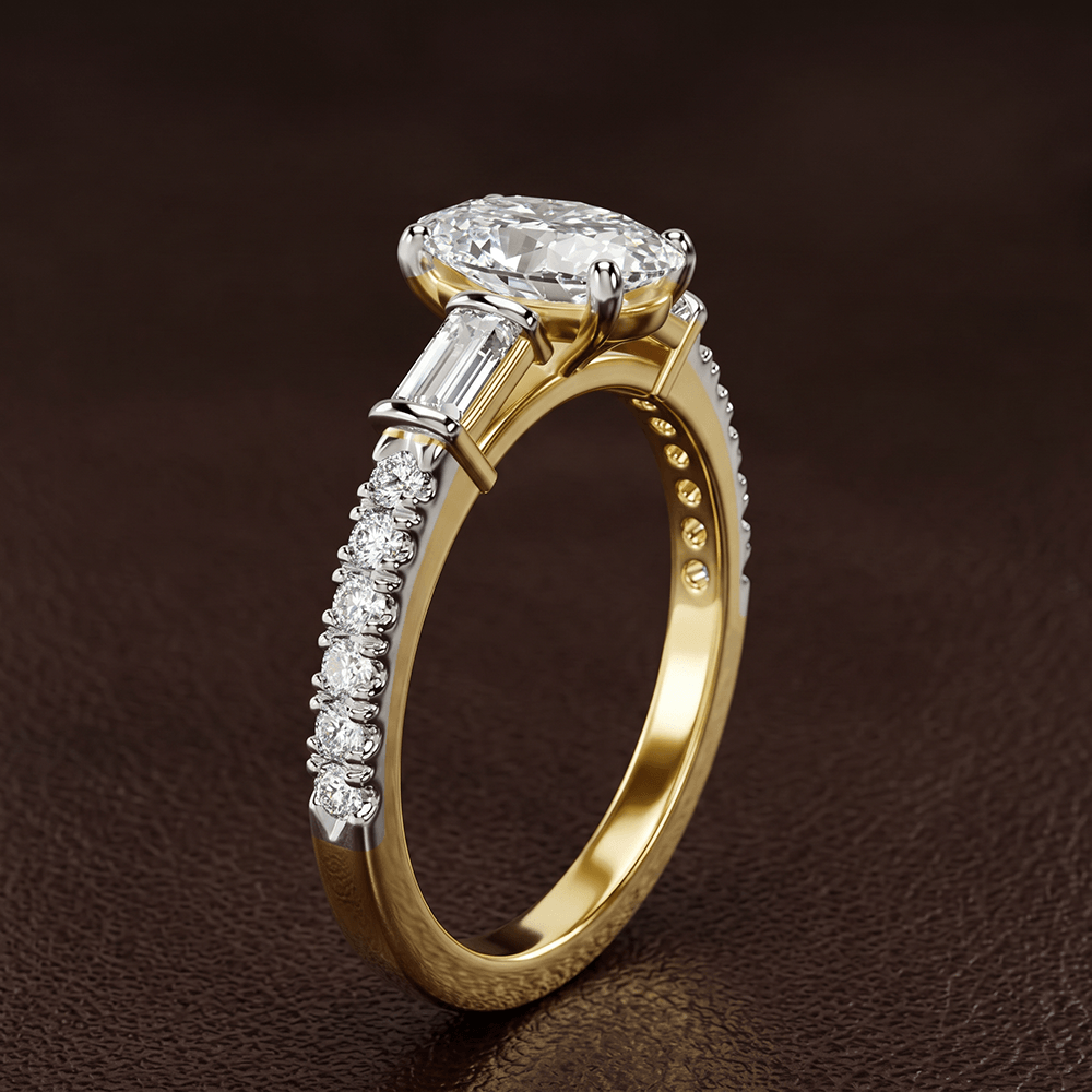14kt Yellow Gold Opalina Charm Side Stone Lab Diamond Ring color product image one