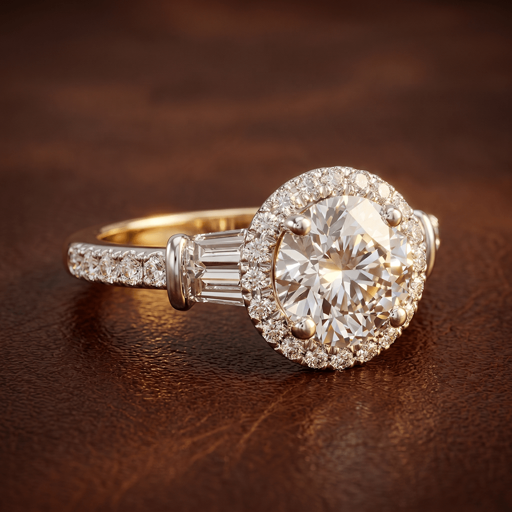 18kt Yellow Gold Liora Cascade Halo Lab Diamond Ring color product image one