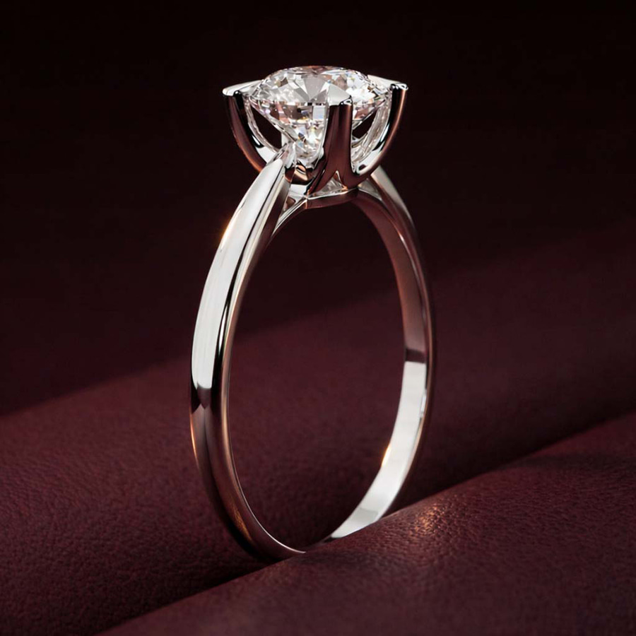10kt White Gold Azalea Classic Solitaire 1.5mm Lab Diamond Ring color product image two